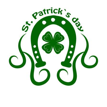 Saint Patrick day horseshoe and clover vector Irish holidayのイラスト素材