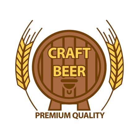 Craft beer with premium quality barrel logotype on white.のイラスト素材