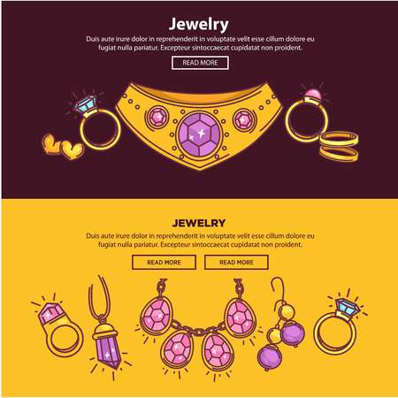 Jewelry shop web banners or page vector flat template designのイラスト素材