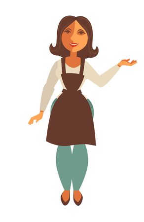 Saleswoman in trade apron vector isolated flat iconのイラスト素材