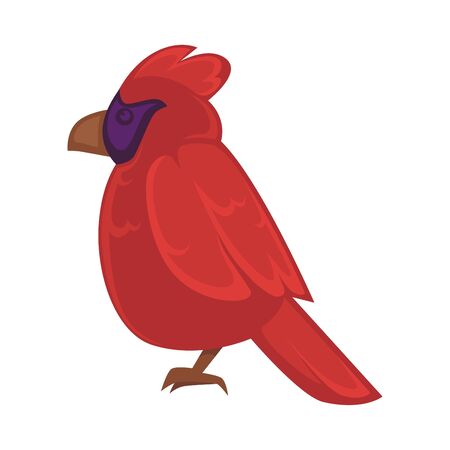 Big exotic red bird with violet face and brown beakのイラスト素材