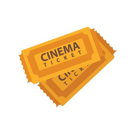 Two cinema tickets emblems isolated on white. Vector illustrationの写真素材