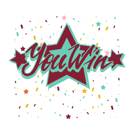Win inscription with colorful confetti.のイラスト素材