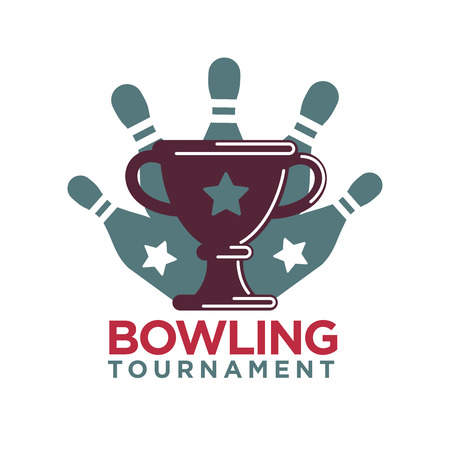 Bowling tournament poster or logo vector templateのイラスト素材