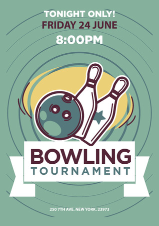 Bowling tournament poster template.のイラスト素材
