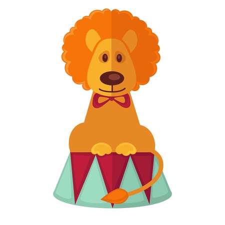 Circus trained lion vector isolated cartoon flat iconのイラスト素材