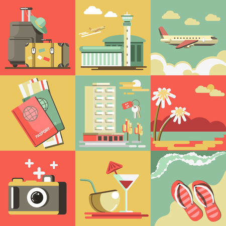 Summer travel or holiday vacation vector ocean beachのイラスト素材