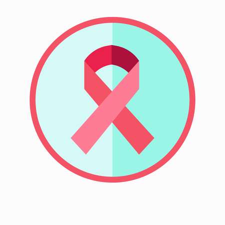 Pink charity awareness ribbon in circle web button isolatedのイラスト素材