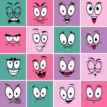 Set of emotion icons design in flat style. Simple emoticonsのイラスト素材