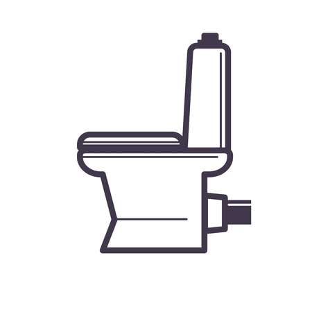 Flush toilet icon sanitation porcelain fixture symbol with white seatのイラスト素材