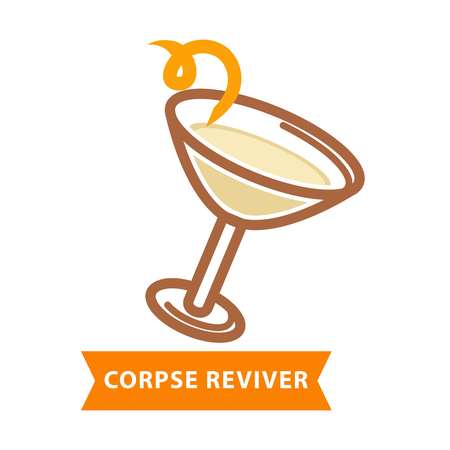 Corpse reviver cocktail with bend straw isolated on whiteのイラスト素材