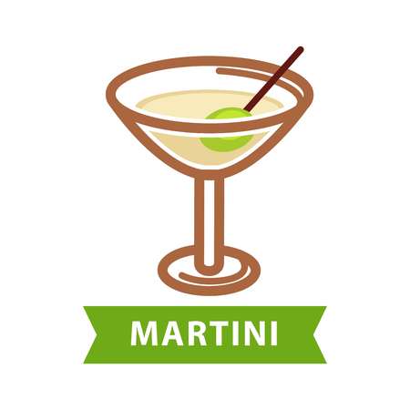 Martini drink isolated on white vector flat illustrationのイラスト素材