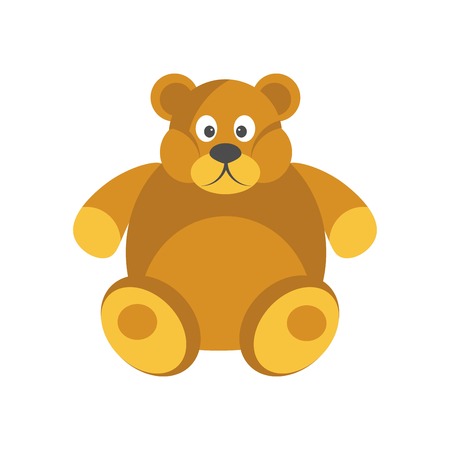 Cartoon chubby brown bear with funny face isolated on whiteのイラスト素材