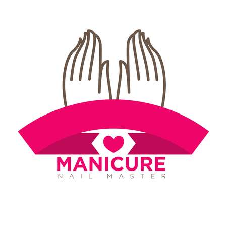 Manicure logo template with two female hands on whiteのイラスト素材