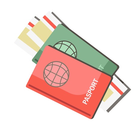 International passports with tickets isolated on white background. Travel abroadのイラスト素材
