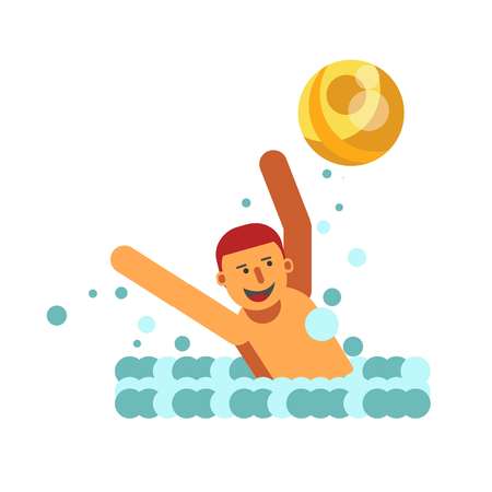 Young male person playing with ball in waterのイラスト素材