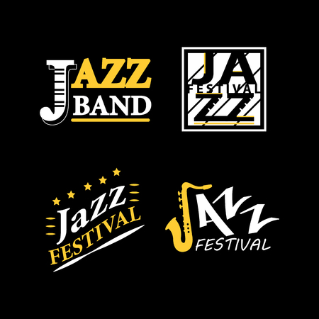 Jazz club musical live festival vector sax and piano iconsのイラスト素材