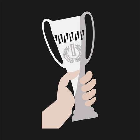 Champion winner cup award in hand vector flat iconのイラスト素材