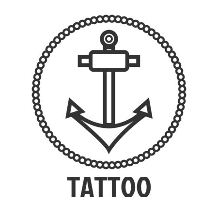 Tattoo master studio salon vector marine anchor icon templateのイラスト素材