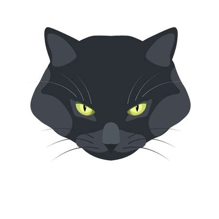 Bombay black cat breed close-up portrait on whiteのイラスト素材