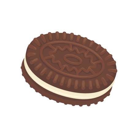 Sandwich chocoate biscuit, filled with vannila cream, isolated on whiteのイラスト素材