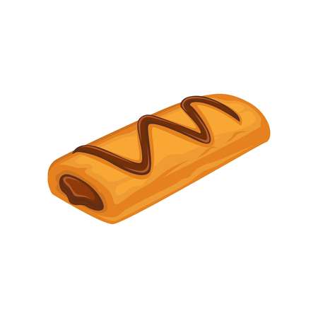 Biscuit stuffed pastries with chocolate cream isolated on white.のイラスト素材