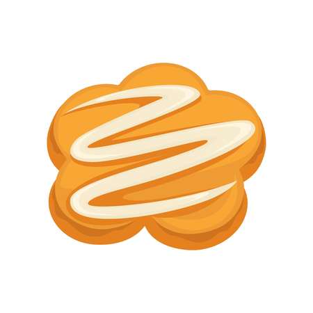 Sweet dessert biscuit with white cream topping isolated on whiteのイラスト素材