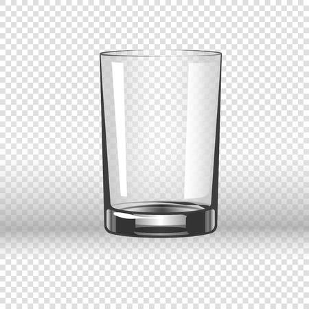 Clear glassy cup for water, empty drinking glass isolated on transparent background.のイラスト素材