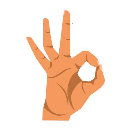 Okay hand sign close up illustration on white background.のイラスト素材