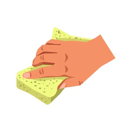 Human hand holding sponge tool isolated on white.のイラスト素材