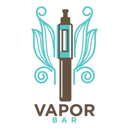 Vapor bar logo design isolated on white. Vape e-cigarette emblem vector illustration.のイラスト素材