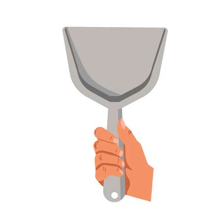 Hand holding dust scoop vector flat isolated iconのイラスト素材