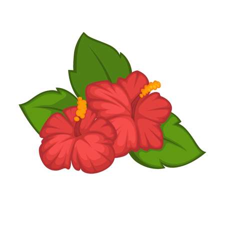 Flower hibiscus rose blossom bud or bloom vector flat isolated iconのイラスト素材