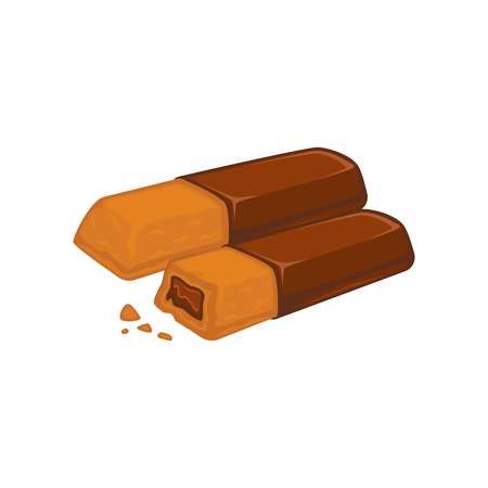 Bars of chocolate with biscuit inside stuffed with cacao fillingのイラスト素材