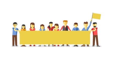 Unemployed anonymous people at demonstration isolated on whiteのイラスト素材