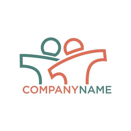 Company logo design with person silhouettes in blue and redのイラスト素材