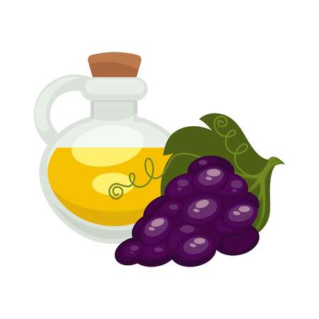 Grape seed oil in bottle. Vector flat isolated iconのイラスト素材
