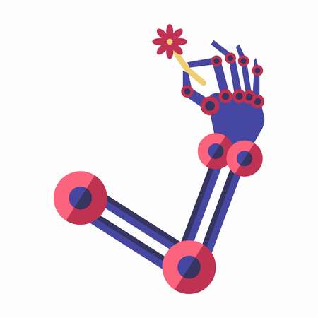 Artificial intelligence template with unreal hand holding flowerのイラスト素材