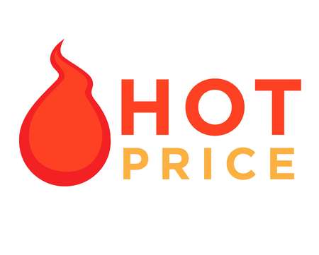 Hot price logo with burning fire element isolated on whiteのイラスト素材