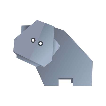 Origami hippo animal isolated on white vector illustrationのイラスト素材