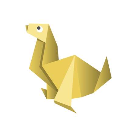 Paper origami dog isolated on white vector pictureのイラスト素材