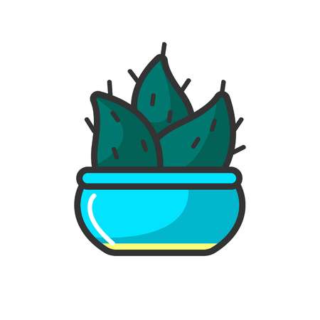 Small cactus in blue potのイラスト素材