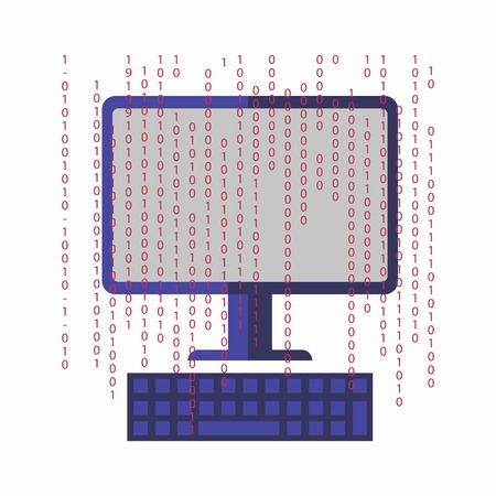 Artificial intelligence template with computer and vertical number linesのイラスト素材