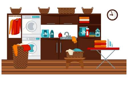 Laundry room and furnitureのイラスト素材