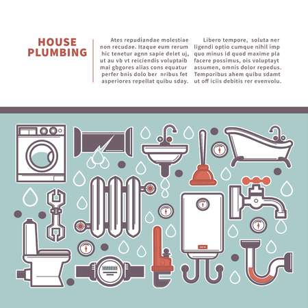Professional house plumbing homepageのイラスト素材