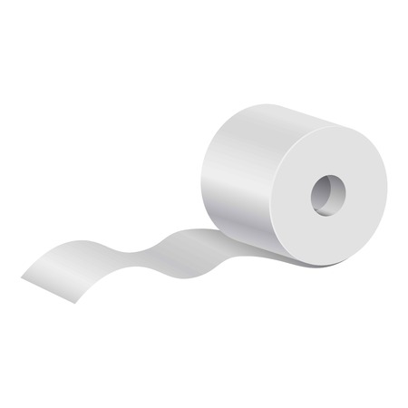 Realistic rolled toilet and towel paper poster on whiteのイラスト素材