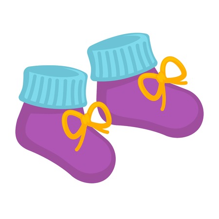 Vector illustration of a pair of cute little blue and purple colored socks for children.のイラスト素材