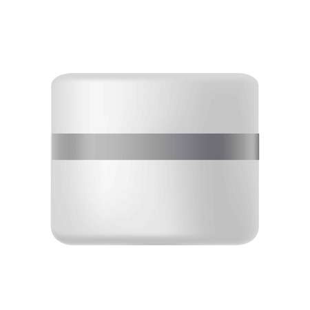 Vector illustration of a plastic jar for cosmetics with dark gray line.のイラスト素材