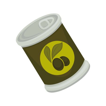 Vector illustration of a can of black olives isolated on white.のイラスト素材