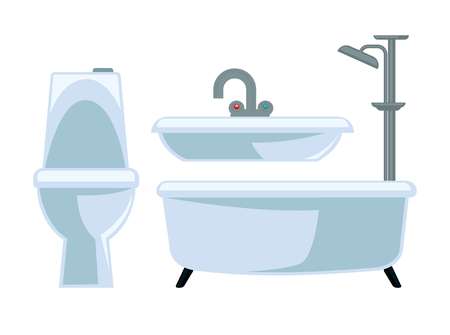 Bathroom equipment set isolated on white vector illustrationのイラスト素材